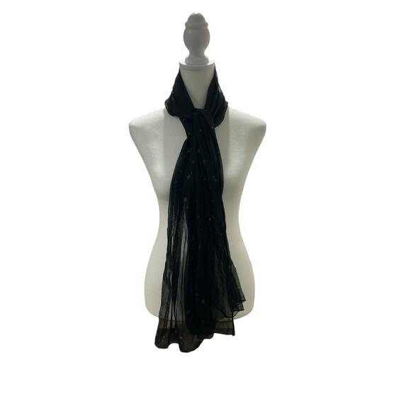 Unbranded Scarf Sheer Black with Glittering Gold Stars - Picture 4 of 7